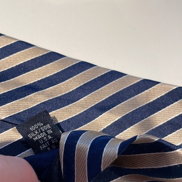 (2/$20) Nautica 100% Silk stripe tie (gold, navy, white) - Picture 5 of 6